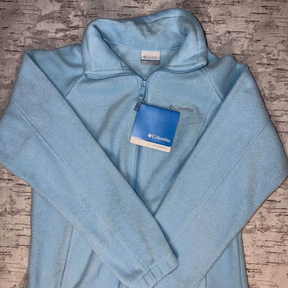 Columbia Woman's Full Zip Fleece Jacket Color Light Blue Size Medium